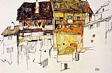 Egon Schiele Old Houses in Krumau painting